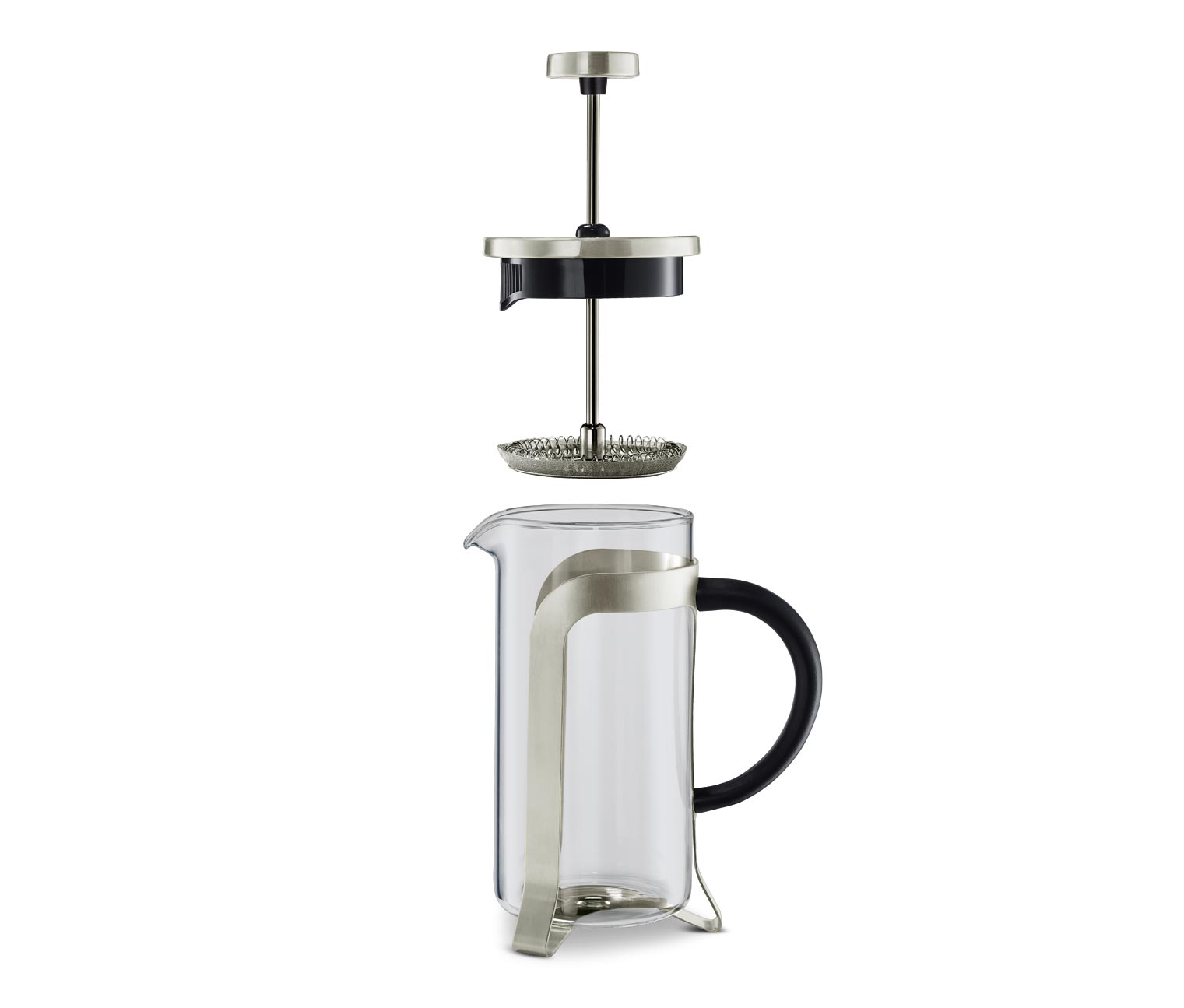 Presa franceza 300 ml, 2 cesti, argintie