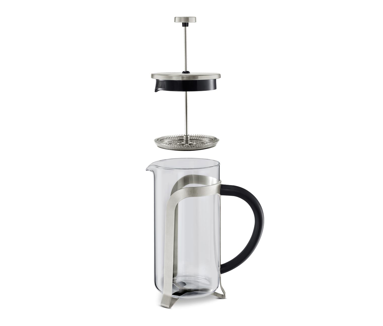 Presa franceza 800 ml, 6 cesti, argintie